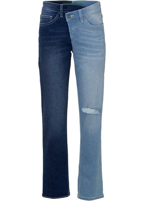 Jeans straight con vita asimmetrica - Blu denim / azzurro denim