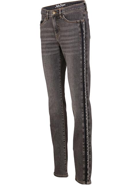 Jeans elasticizzati slim fit trendy in cotone biologico con cuciture  laterali larghe - Nero denim used, T.N.