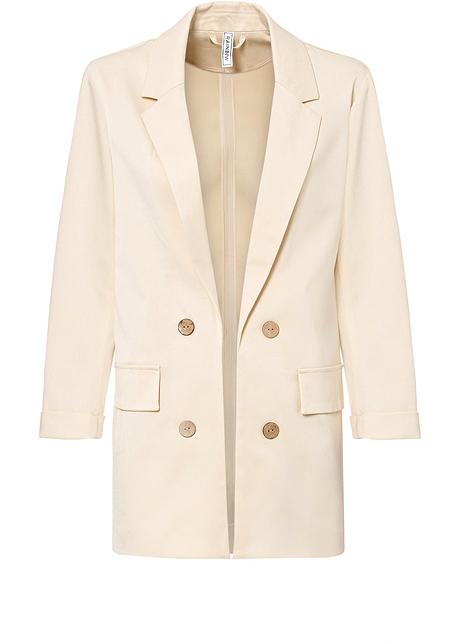 Blazer sbarazzino a doppiopetto con risvolto a fondo manica - Beige