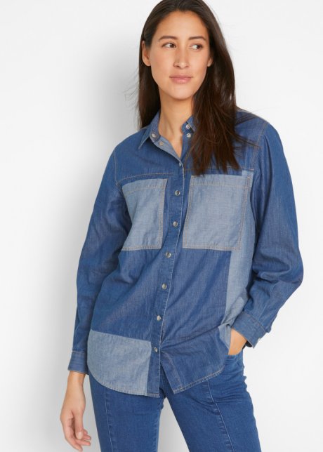 Blu Camicia di jeans Bonprix Donna Abbigliamento Camicie Camicie denim 