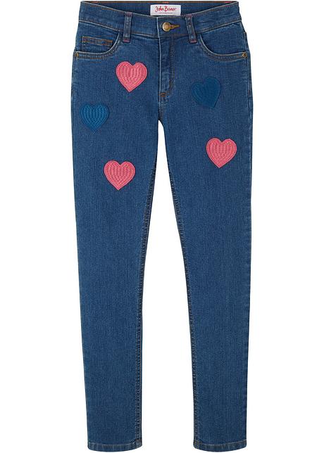 Jeans elasticizzati trendy con cuori - Blu stone