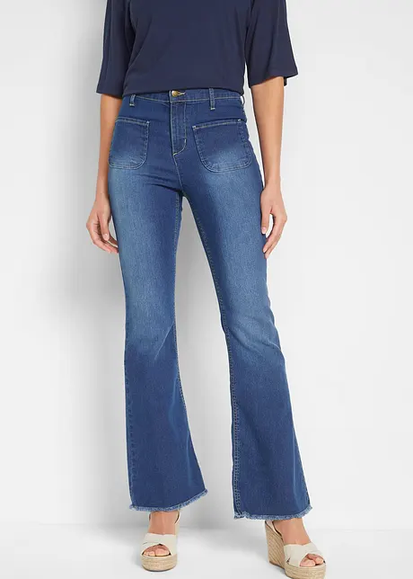 Jeans elasticizzati a vita alta, flared, bonprix