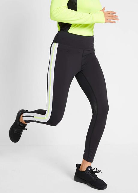 Leggings sportivi modellanti livello 3 in tessuto ultra elasticizzato -  Nero / giallo neon