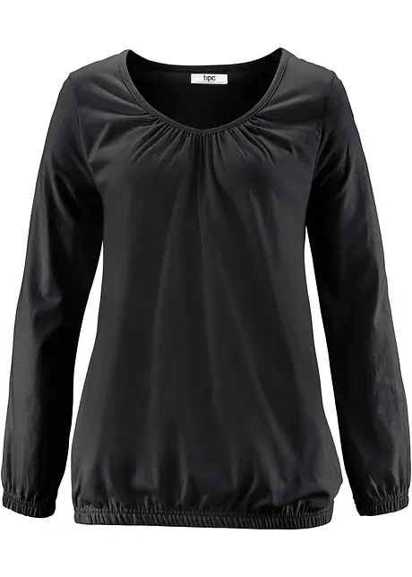 Maglia a maniche lunghe in puro cotone con elastico, bonprix