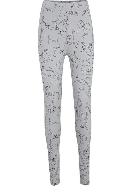 Leggings comodi con cinta confortevole - Grigio cenere / nero fantasia