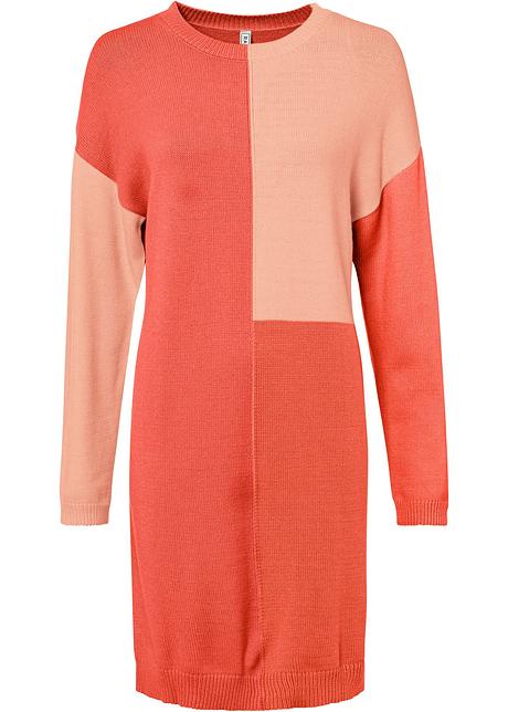 Abito in maglia color block - Mandarino / pesca melba / mango