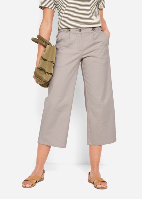Pantaloni culotte con elastico dietro alla cinta Bonprix Donna Abbigliamento Pantaloni e jeans Pantaloni Pantaloni culottes Grigio 