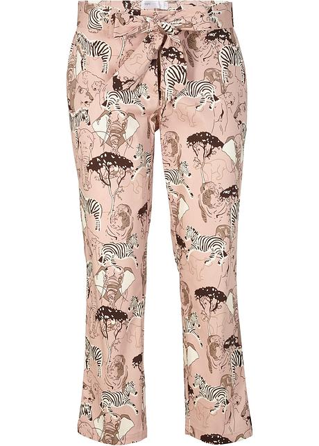 Pantaloni elasticizzati classici con bella stampa in stile africano -  Bianco panna / marroncino, T.N.