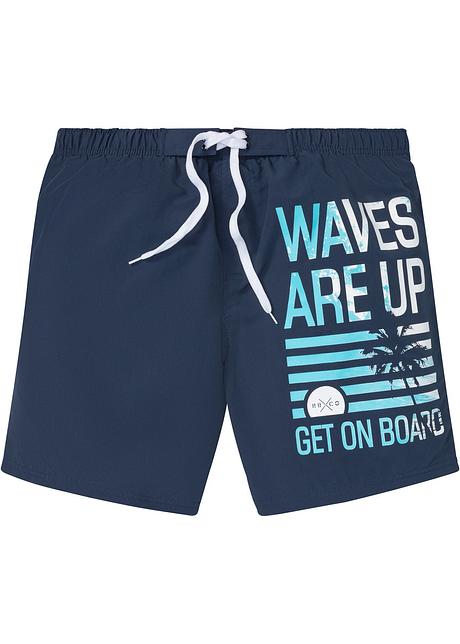 Bei pantaloncini da mare con stampa moderna - Turchese / blu stampato