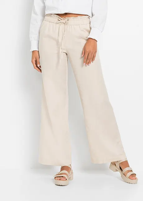 Pantaloni a palazzo in misto lino, bonprix