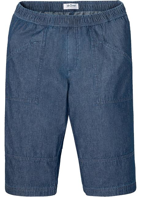 Bermuda di jeans casual con tasche applicate - Blu denim
