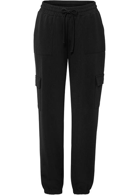Pantaloni cargo casual con laccetti - Nero, T.N.