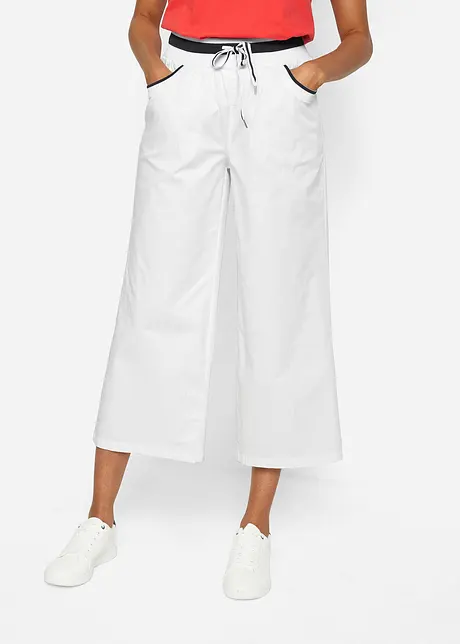 Pantaloni culotte in popeline di cotone con cinta comoda, bonprix