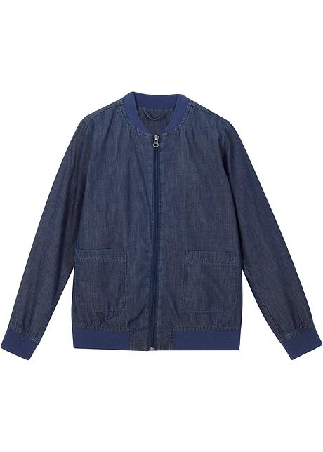 Bomber trendy da bambina con effetto denim - Blu denim