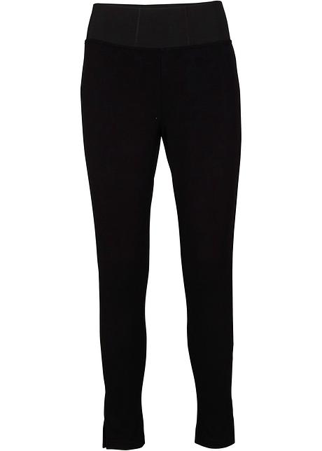 Leggings cropped attillati con spacchetto a fondo gamba - Nero
