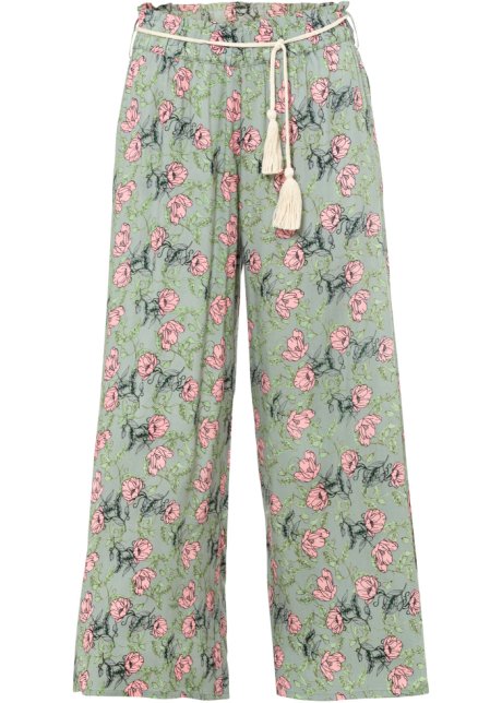 Pantaloni culotte fantasia in viscosa sostenibile Bonprix Donna Abbigliamento Pantaloni e jeans Pantaloni Pantaloni culottes Verde 