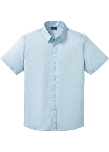 Moderna camicia basic a maniche corte in tessuto elasticizzato super  confortevole. - Blu nebbia