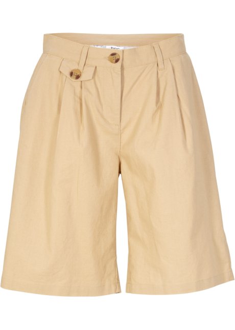 Bonprix Donna Abbigliamento Pantaloni e jeans Shorts Pantaloncini Bermuda in misto lino Beige 