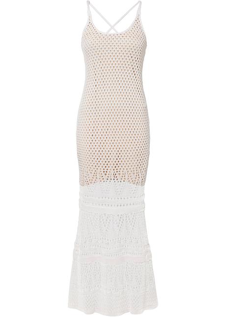 Abito lungo con bella lavorazione a maglia - Bianco