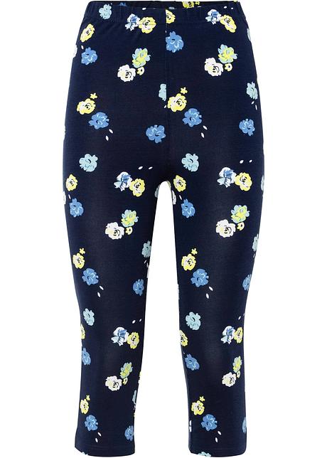 Pantaloni capri trendy in bella fantasia - Blu scuro a fiori
