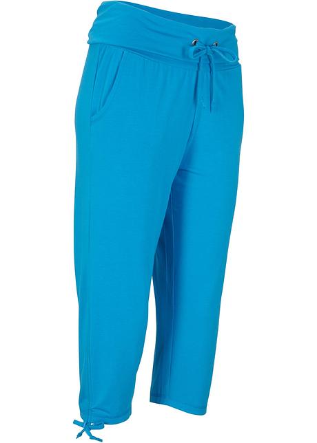 Pantaloni capri leggeri per wellness con risvolto - Blu lago