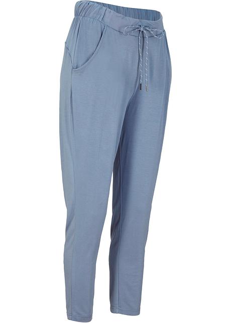 Confortevoli pantaloni sportivi cropped in tessuto elasticizzato - Blu  spento