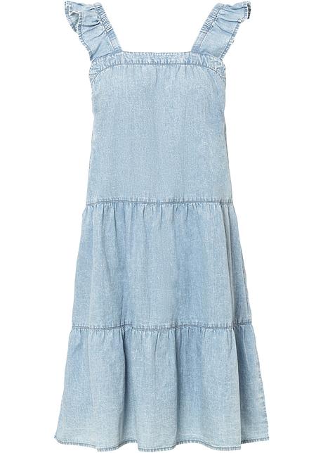 Abito di jeans estivo con volant - Azzurro denim