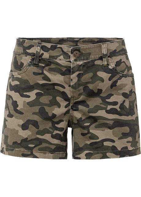 Cool e casual: shorts estivi in materiale leggero - Verde oliva fantasia