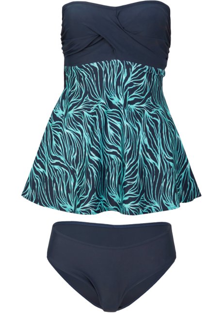 set 2 pezzi Bonprix Donna Sport & Swimwear Costumi da bagno Tankini Tankini lungo a fascia Blu 