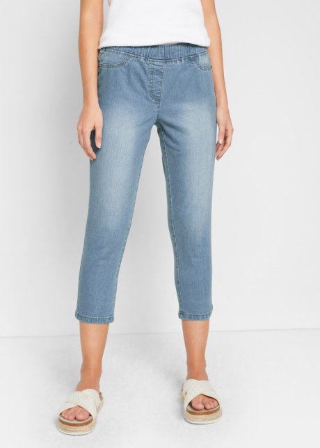 Bonprix Donna Abbigliamento Pantaloni e jeans Jeans Jeggings Blu Jeggings a pinocchietto in cotone con cinta comoda slim fit 