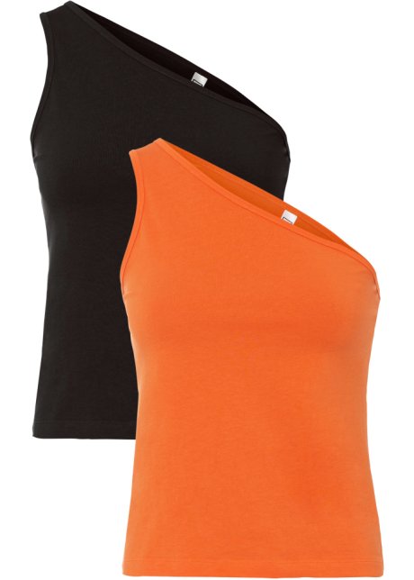 Canotta pacco da 2 Arancione in cotone biologico Bonprix Bambina Abbigliamento Top e t-shirt Top Tank top 