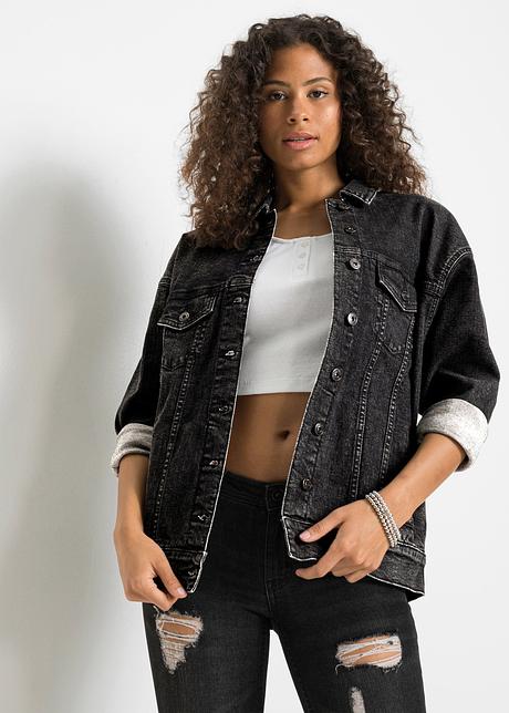 Giacca di jeans Bonprix Donna Abbigliamento Cappotti e giubbotti Giacche Giacche di jeans Nero 