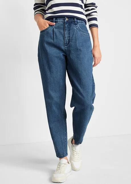 Jeans cropped barrell shape, a vita media, bonprix