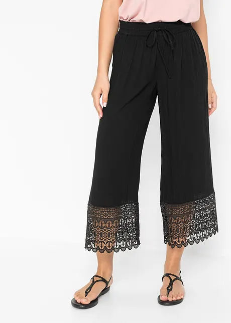 Pantaloni culotte con pizzo, bonprix