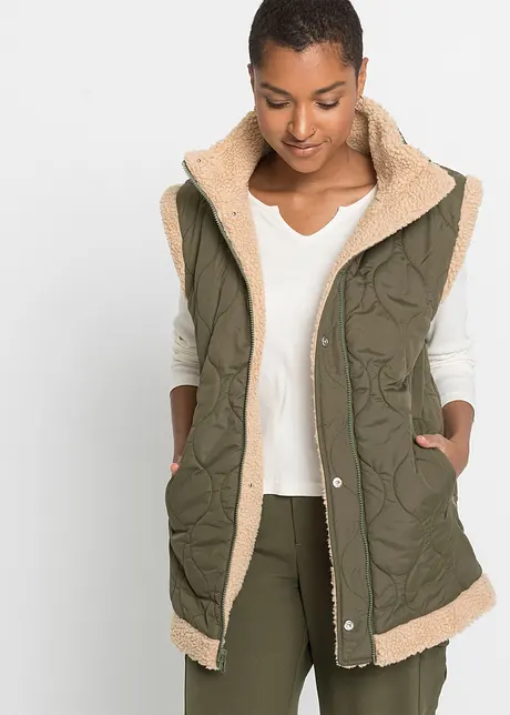 Gilet trapuntato double-face con pelliccia sintetica, bonprix