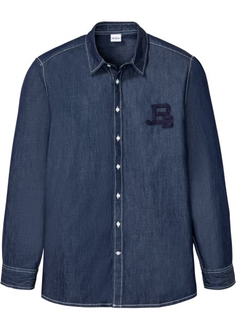 Bonprix Uomo Abbigliamento Camicie Camicie denim Camicia in jeans a maniche lunghe slim fit Blu 