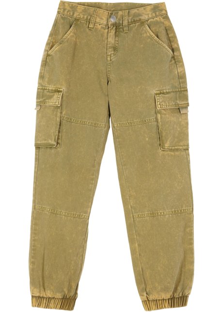 Bonprix Bambina Abbigliamento Pantaloni e jeans Pantaloni Pantaloni cargo Pantaloni cargo in twill Verde 