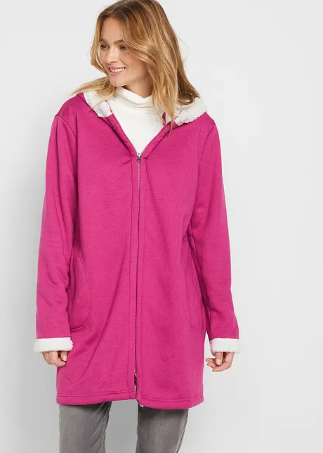 Felpa con zip e pile teddy, bonprix