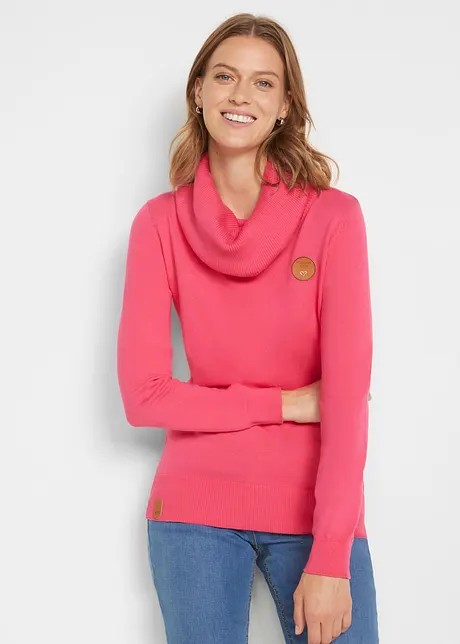 Maglione in maglia fine con collo ampio, bonprix