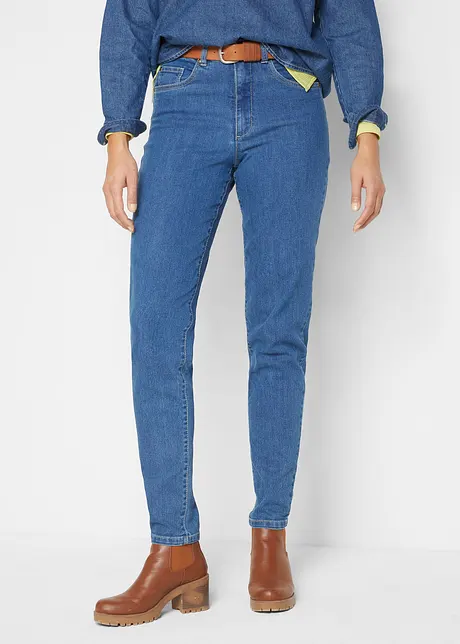 Mom jeans elasticizzati, a vita alta, bonprix