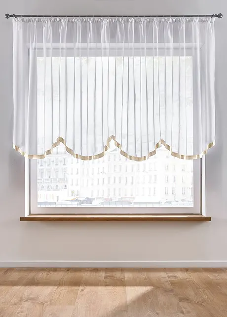Tendina corta con fascia di satin e poliestere riciclato, bonprix