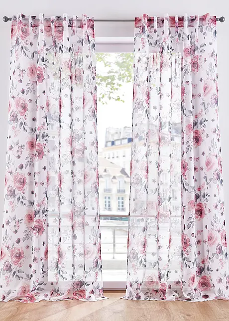 Tenda trasparente a fiori con poliestere riciclato (pacco da 1), bonprix