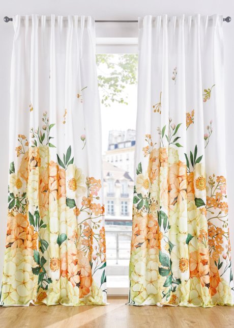 Tenda coprente con fiori attirasguardi - Bianco / giallo, Fettuccia  multifunzione