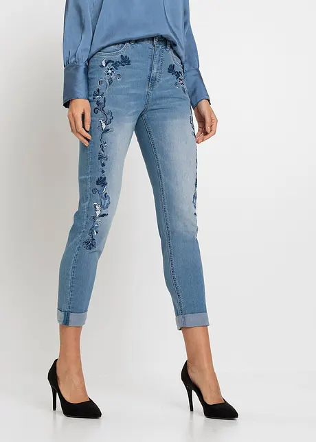 Jeans slim fit cropped, a vita media, bonprix