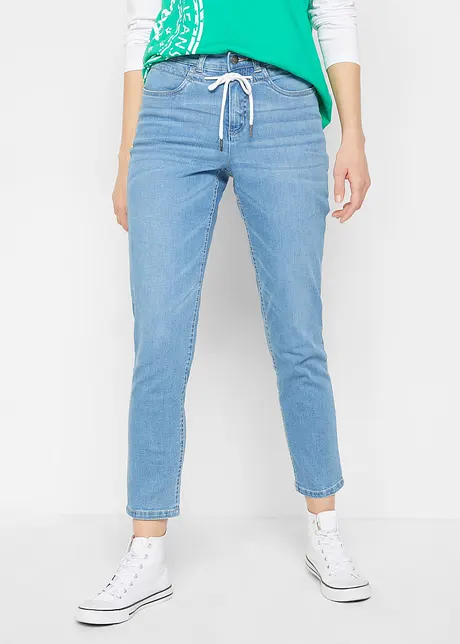 Jeans boyfriend con laccetto in vita, vita media, John Baner JEANSWEAR