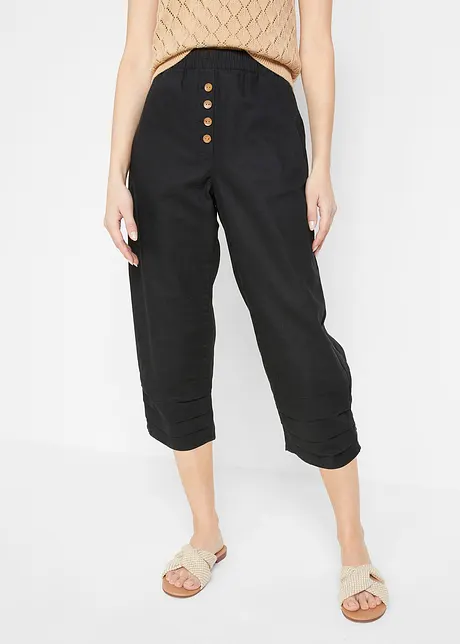 Pantaloni a carota in misto lino e cotone, bonprix