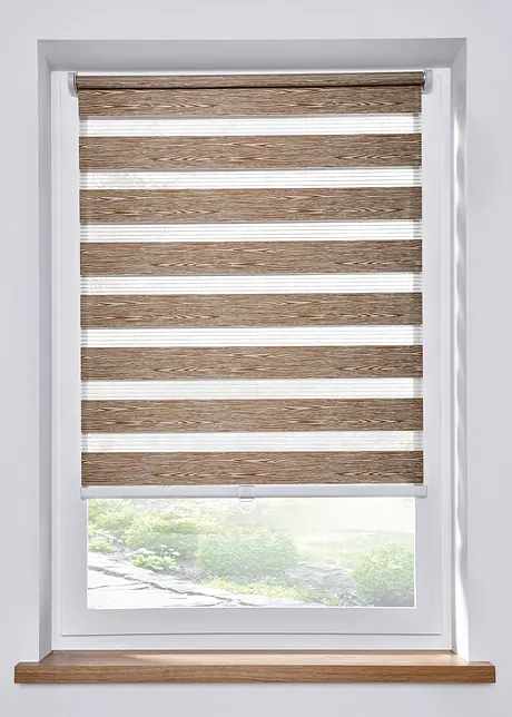Tenda a rullo doppia effetto legno senza catenella, bpc living bonprix collection