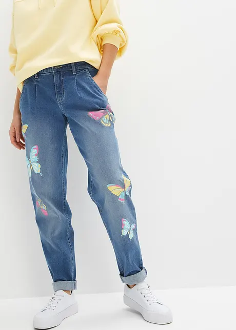 Jeans in barrel shape con stampa, bonprix