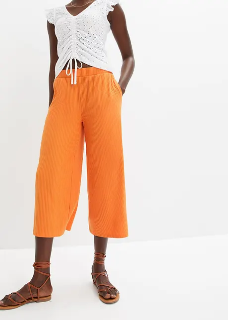 Pantaloni culotte in jersey a coste con cinta comoda, bonprix