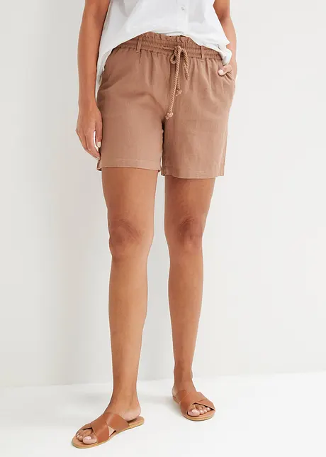 Shorts paper bag in misto lino, bonprix